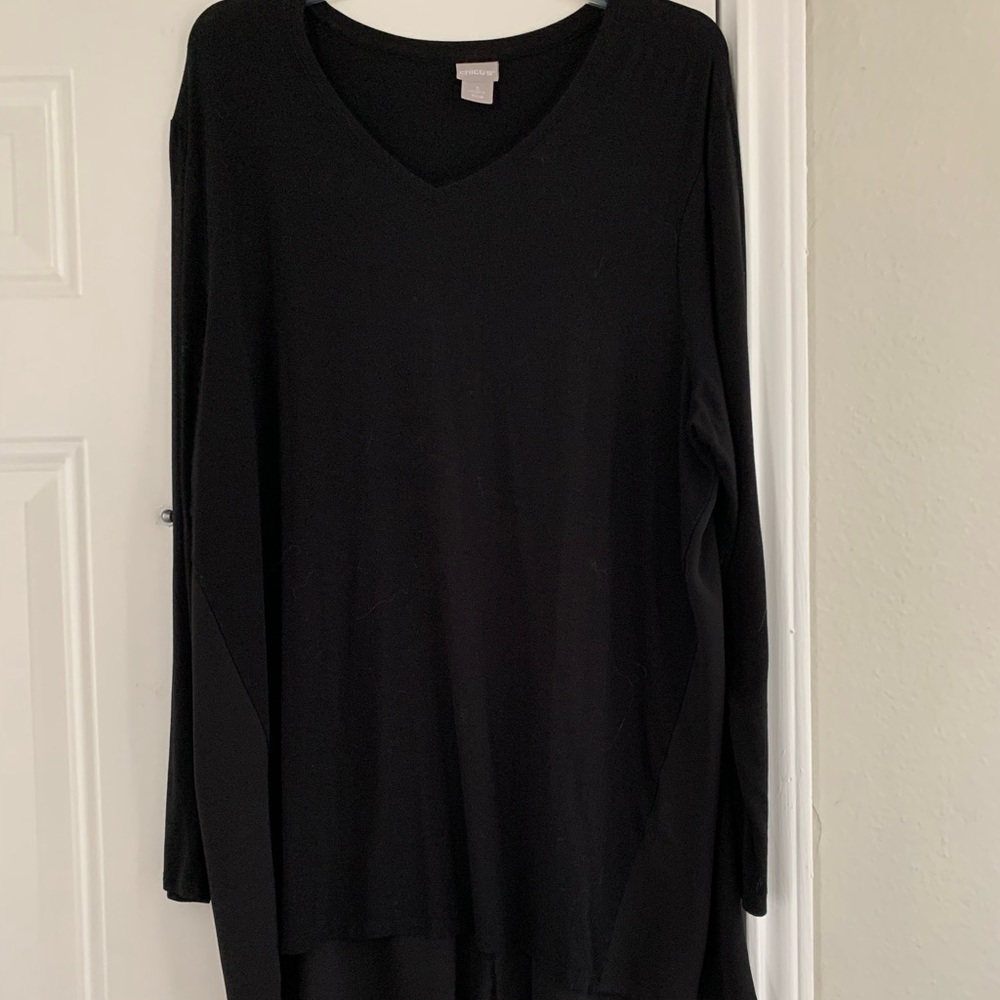 Tunic!!!!  Chico’s Beautiful, Classy Black High Low Dressy V-Neck Lightweight!